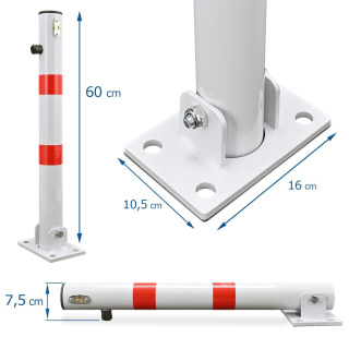 Verda Runder Parkpfosten, klappbare Parkplatzsperre Ø 60 x 600 mm, weiß SN1821