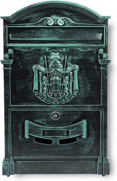 Verda Retro Briefkasten aus pulverbeschichtetem Aluguss, Grün Matt SN3663-4