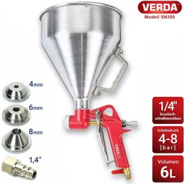 Verda Trichterpistole mit 3 Düsen und 6 Liter Aluminiumbehälter SN300