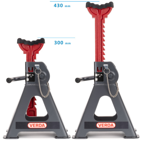 Verda 2x Unterstellböcke 3t, 300 - 430 mm mit Sicherung, Gummiauflage & GS Zertifikat SN2435
