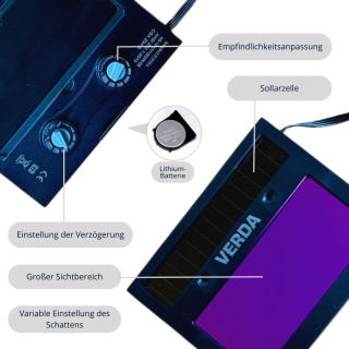 Verda Automatik Schweißhelm mit Solarzellen SN863