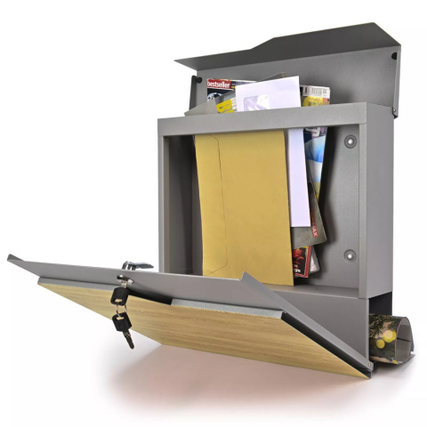Verda Briefkasten Postkasten Zeitungsrolle Silber mit Holzoptik SN3637 Verda Briefkasten Postkasten Zeitungsrolle Silber mit Holzoptik SN3637