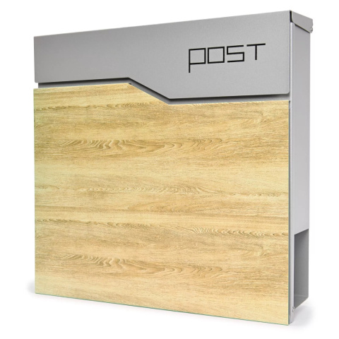 Verda Briefkasten Postkasten Zeitungsrolle Silber mit Holzoptik SN3637 Verda Briefkasten Postkasten Zeitungsrolle Silber mit Holzoptik SN3637
